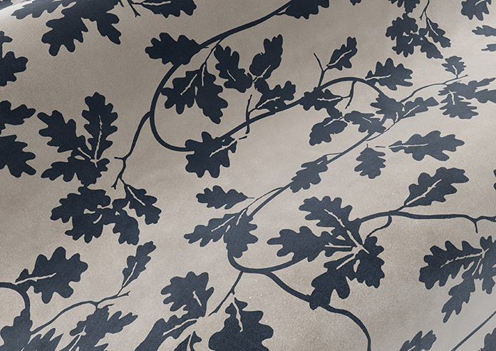Oak Leaves Velvet, Monochrome - Roman Blind - Image 4